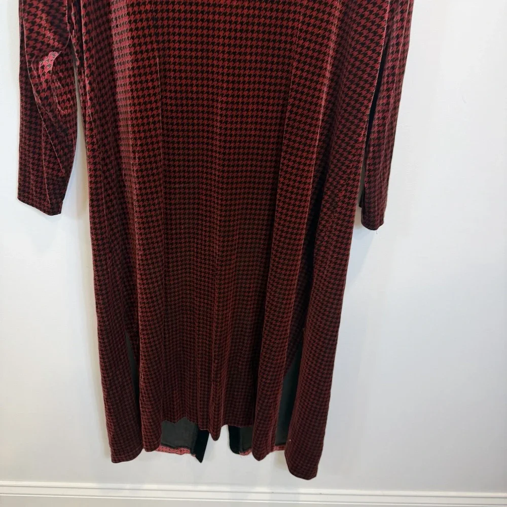 Coldwater Creek Women's 3X Red &‎ Black Velour Open House Coat Robe Soft READ